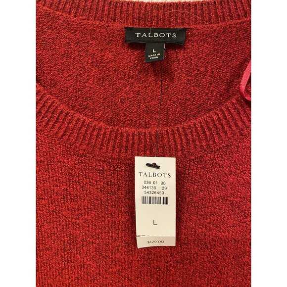 Talbots Side Tie Shimmer Shift Dress Dress Womens Large Red Sweater Long Sleeve - Picture 3 of 4